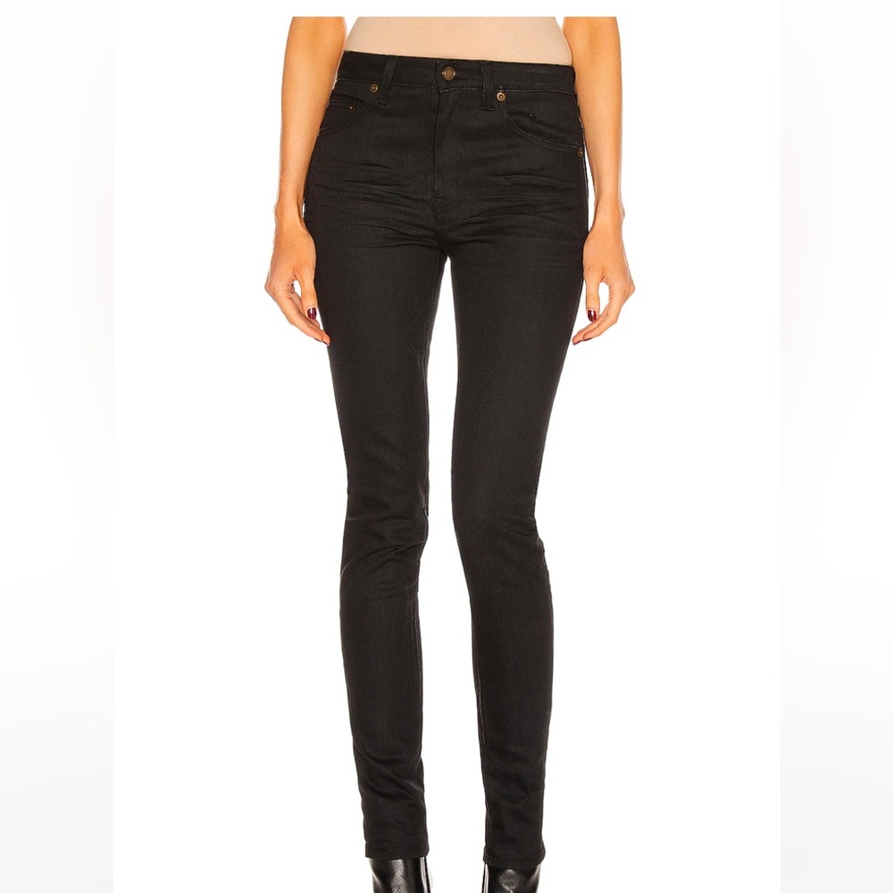 Saint Laurent Paris skinny mid-waist jeans in black size 25